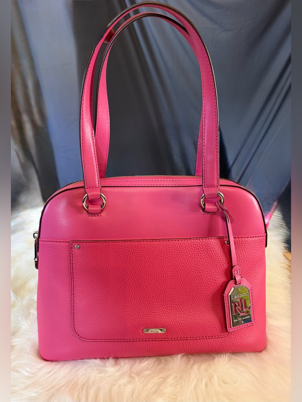 Ralph Lauren Hot Pink Leather Dome Satchel